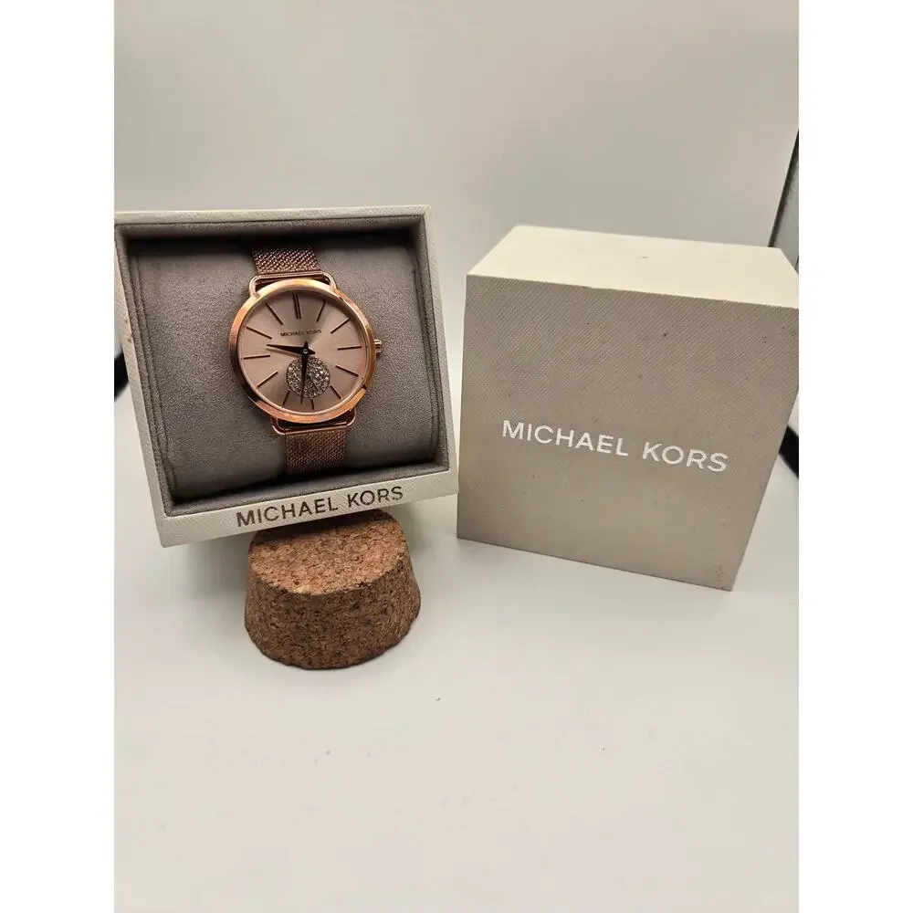 Michael Kors Portia Rose Gold Mesh Quartz Watch MK3845